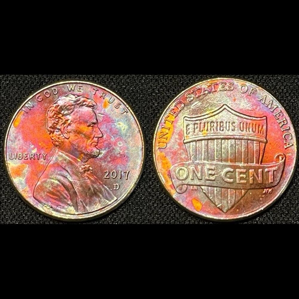 Lincoln One Cent 2014-D Synthesized Rainbow Toning Handmade Collection Coin #1
